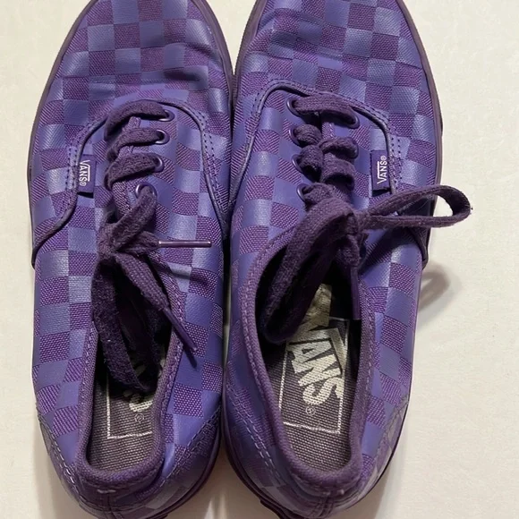 Van’s unisex purple checkerboard shoes size 6 men’s and 7.5 women’s - Picture 2 of 14